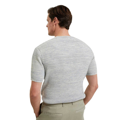 White-Blue - Back - Ted Baker Mens Textured Regular T-Shirt