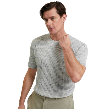 White-Blue - Side - Ted Baker Mens Textured Regular T-Shirt