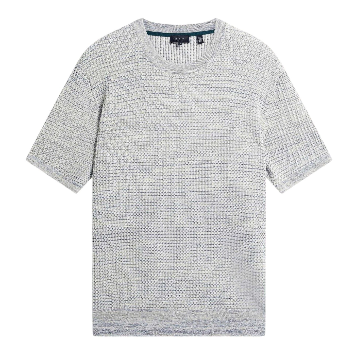 White-Blue - Front - Ted Baker Mens Textured Regular T-Shirt