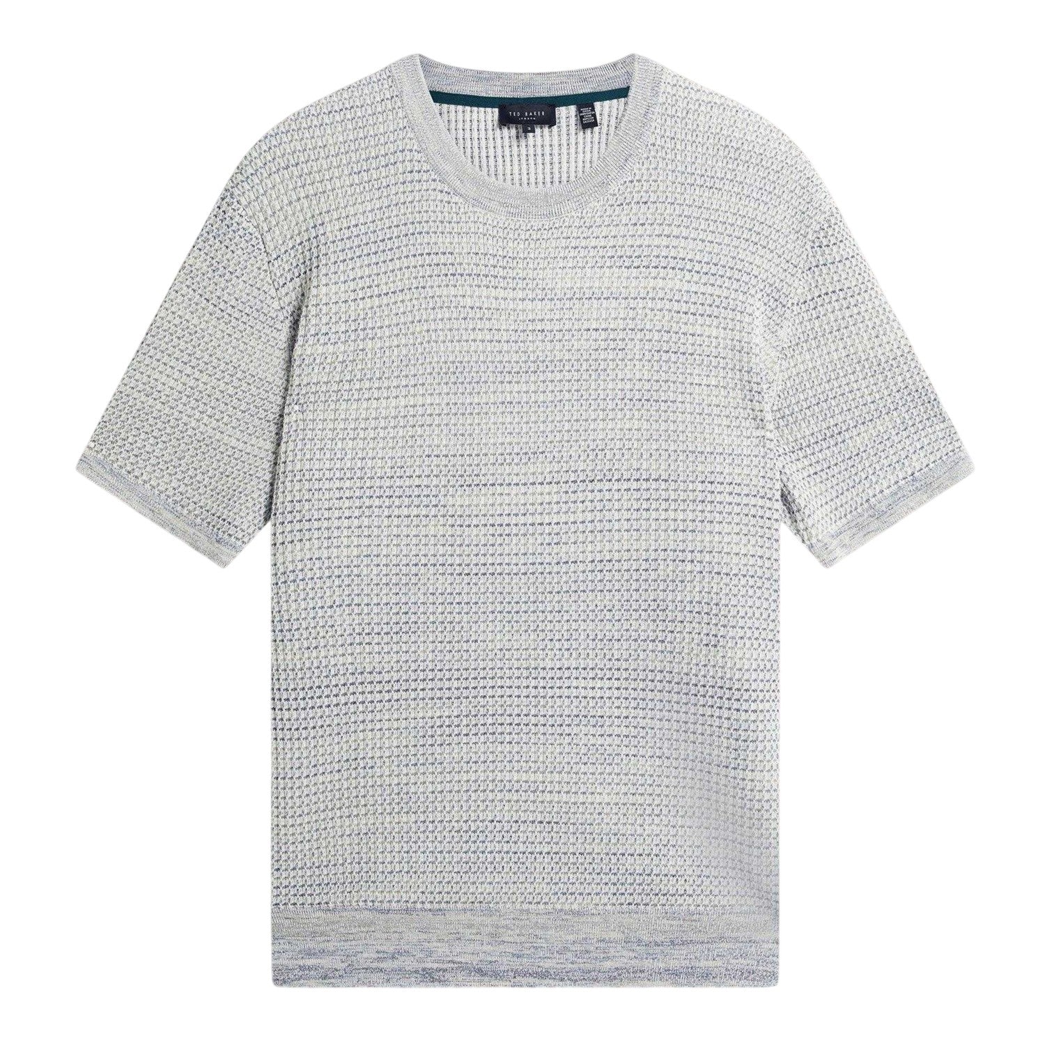 White-Blue - Front - Ted Baker Mens Textured Regular T-Shirt