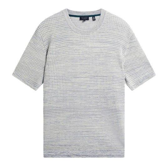 White-Blue - Front - Ted Baker Mens Textured Regular T-Shirt
