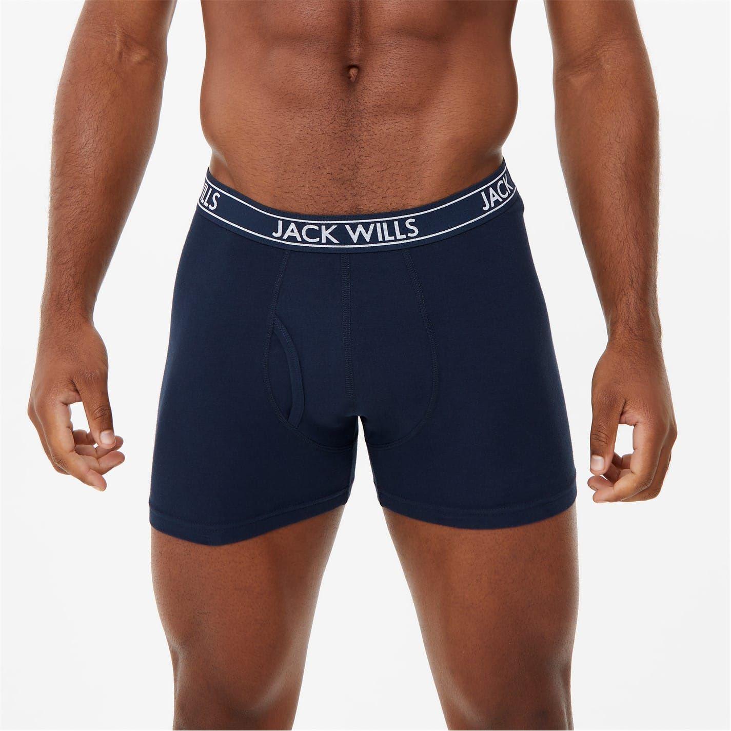 Grey-White-Navy - Lifestyle - Jack Wills Mens Boxer Shorts (Pack of 3)