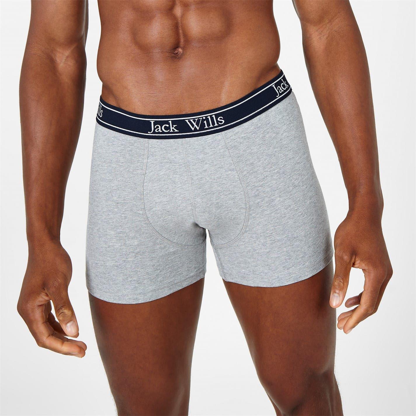 Grey-White-Navy - Pack Shot - Jack Wills Mens Boxer Shorts (Pack of 3)