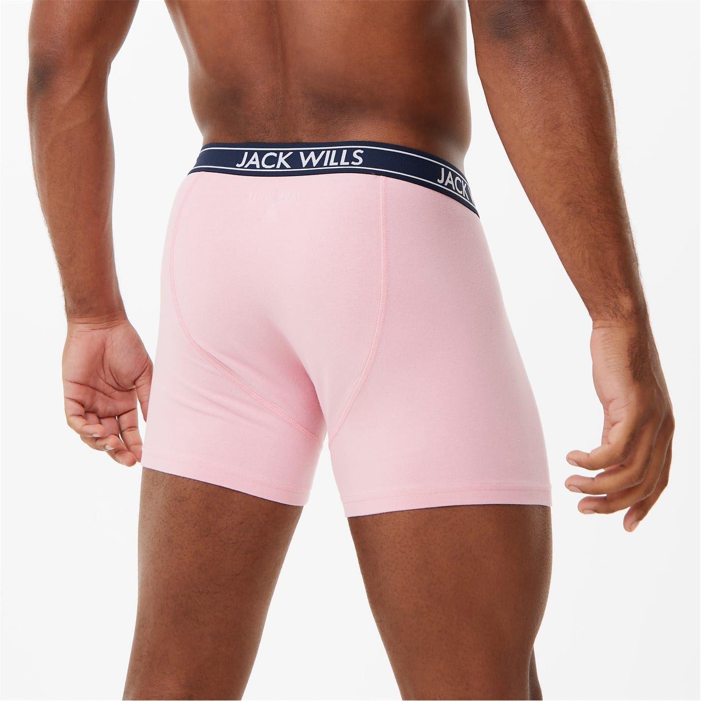 Pink-Navy-White - Back - Jack Wills Mens Boxer Shorts (Pack of 3)