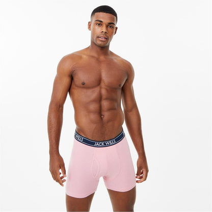 Pink-Navy-White - Front - Jack Wills Mens Boxer Shorts (Pack of 3)