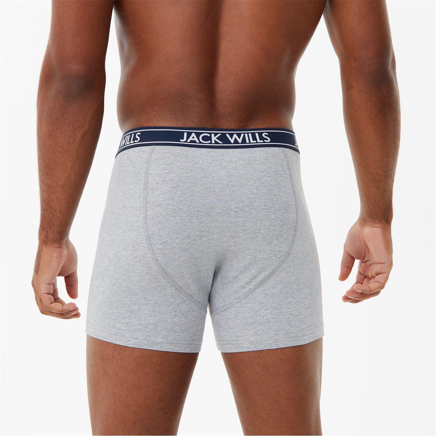 Grey-White-Navy - Back - Jack Wills Mens Boxer Shorts (Pack of 3)