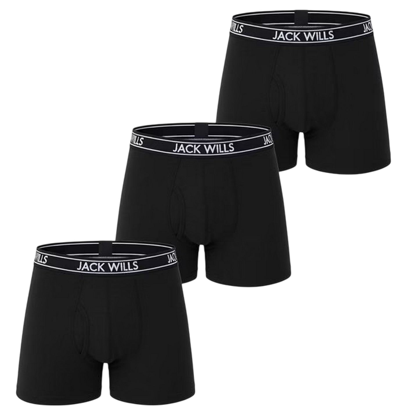 Black - Front - Jack Wills Mens Boxer Shorts (Pack of 3)