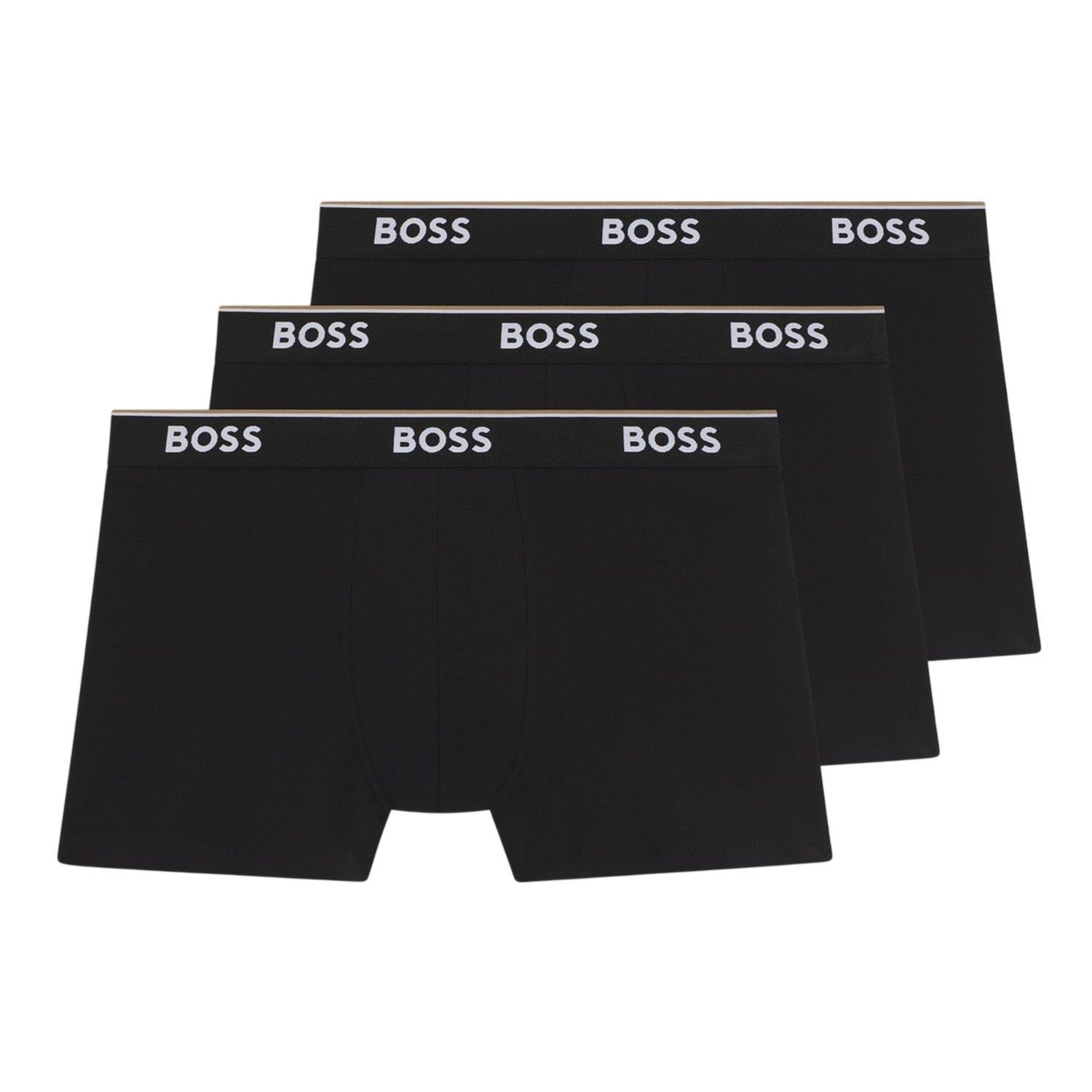 Black-White - Front - Boss Mens Logo Boxer Briefs (Pack of 3)