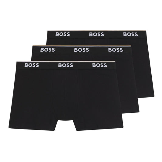 Black-White - Front - Boss Mens Logo Boxer Briefs (Pack of 3)