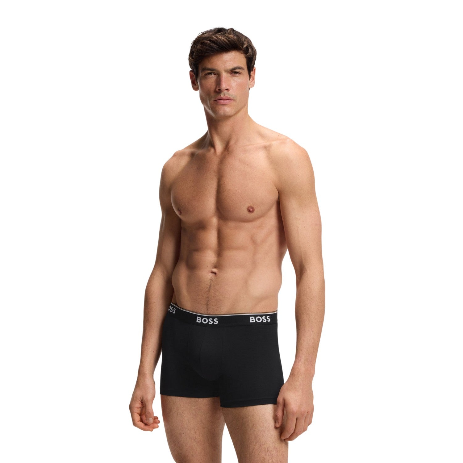 Black-White - Side - Boss Mens Logo Boxer Briefs (Pack of 3)