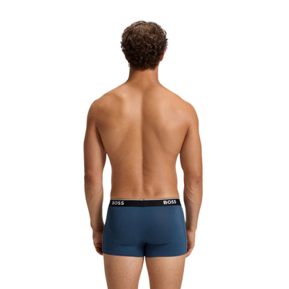 Blue-Teal-Navy - Back - Boss Mens Logo Boxer Briefs (Pack of 3)