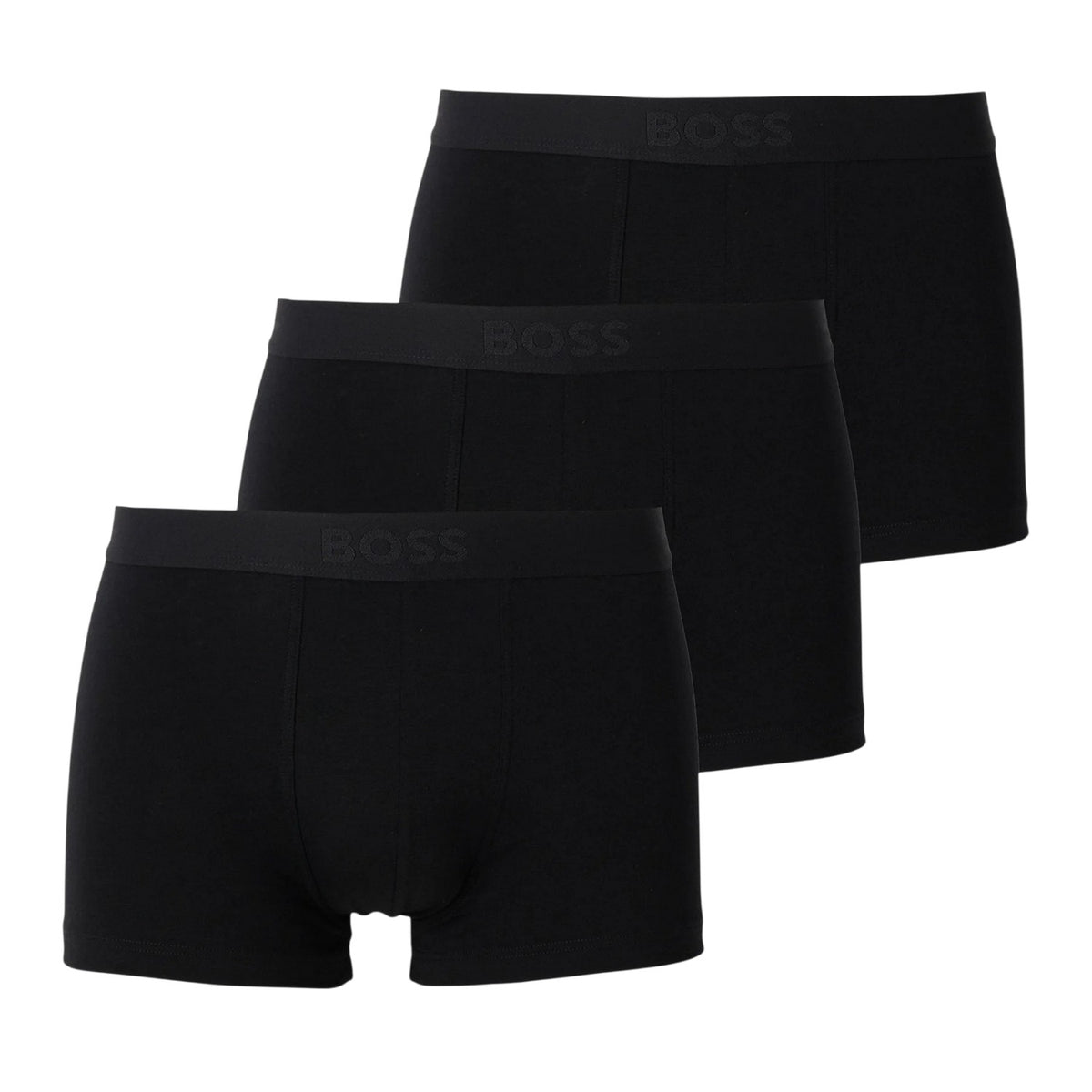 Black - Front - Boss Mens Logo Boxer Briefs (Pack of 3)