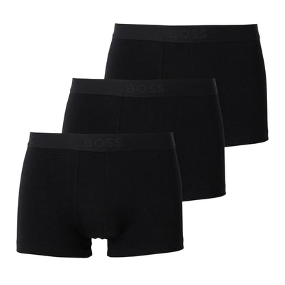 Black - Front - Boss Mens Logo Boxer Briefs (Pack of 3)