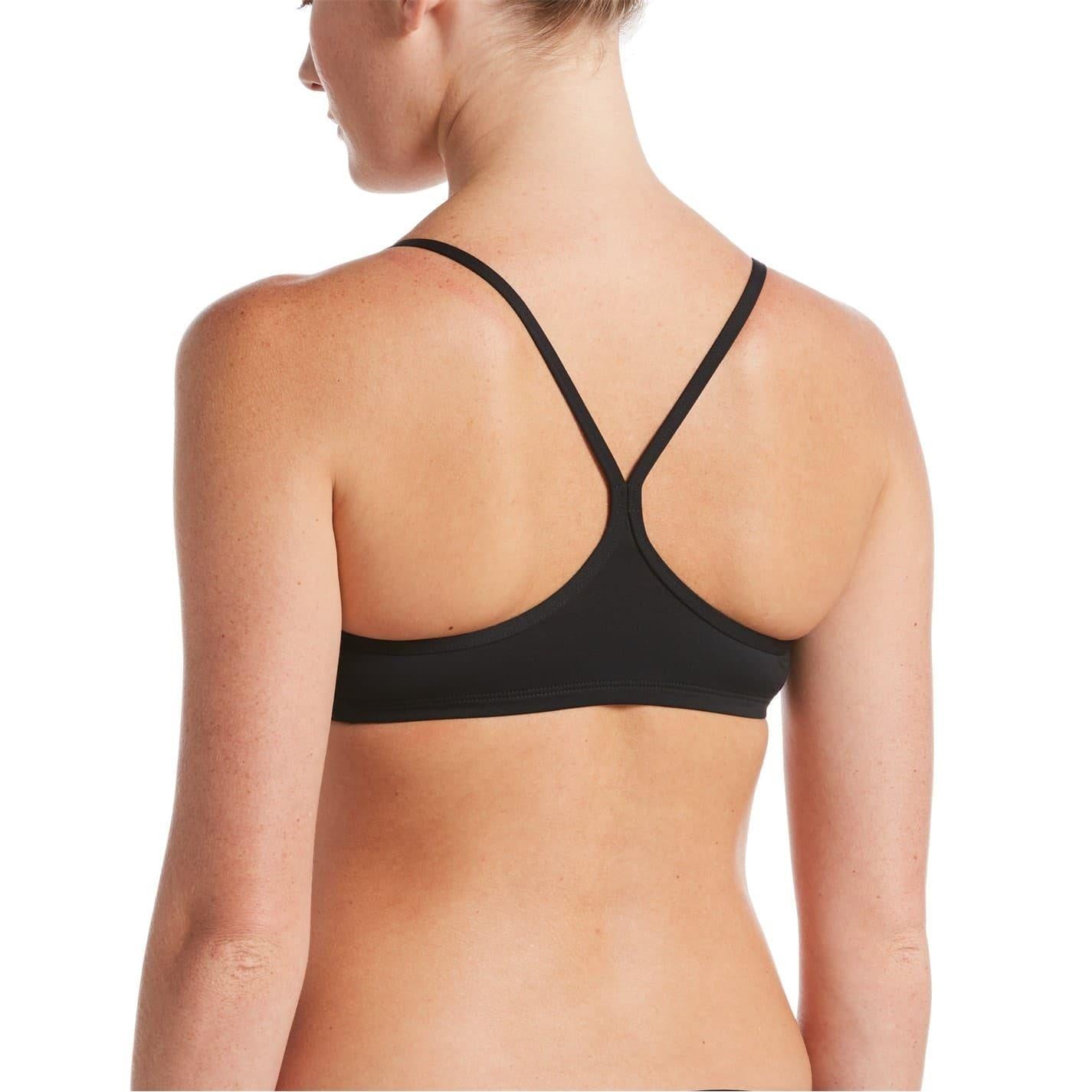 Black - Back - Nike Womens-Ladies Logo Racerback Bikini Top