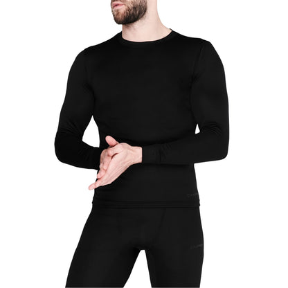 Black - Side - Campri Mens Thermal Long-Sleeved Base Layer Top