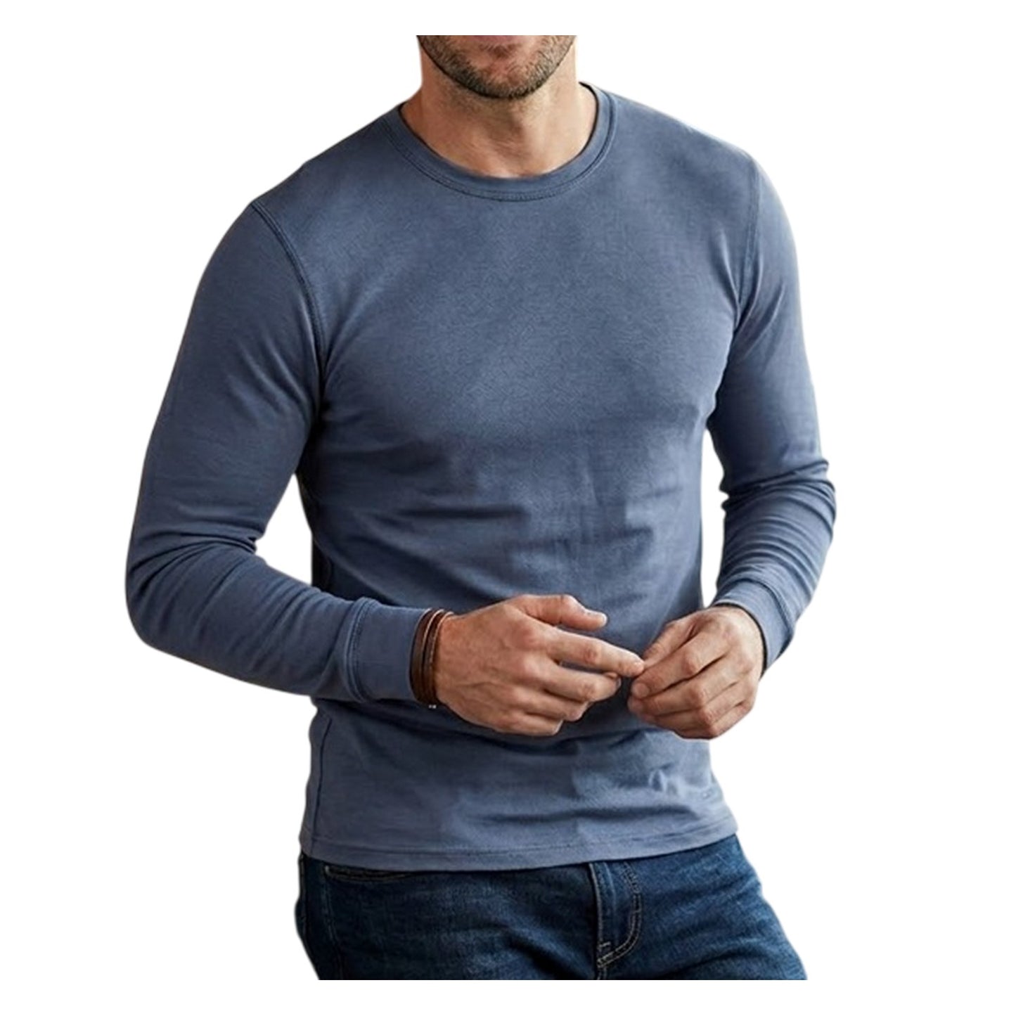 Navy - Side - Campri Mens Thermal Long-Sleeved Base Layer Top