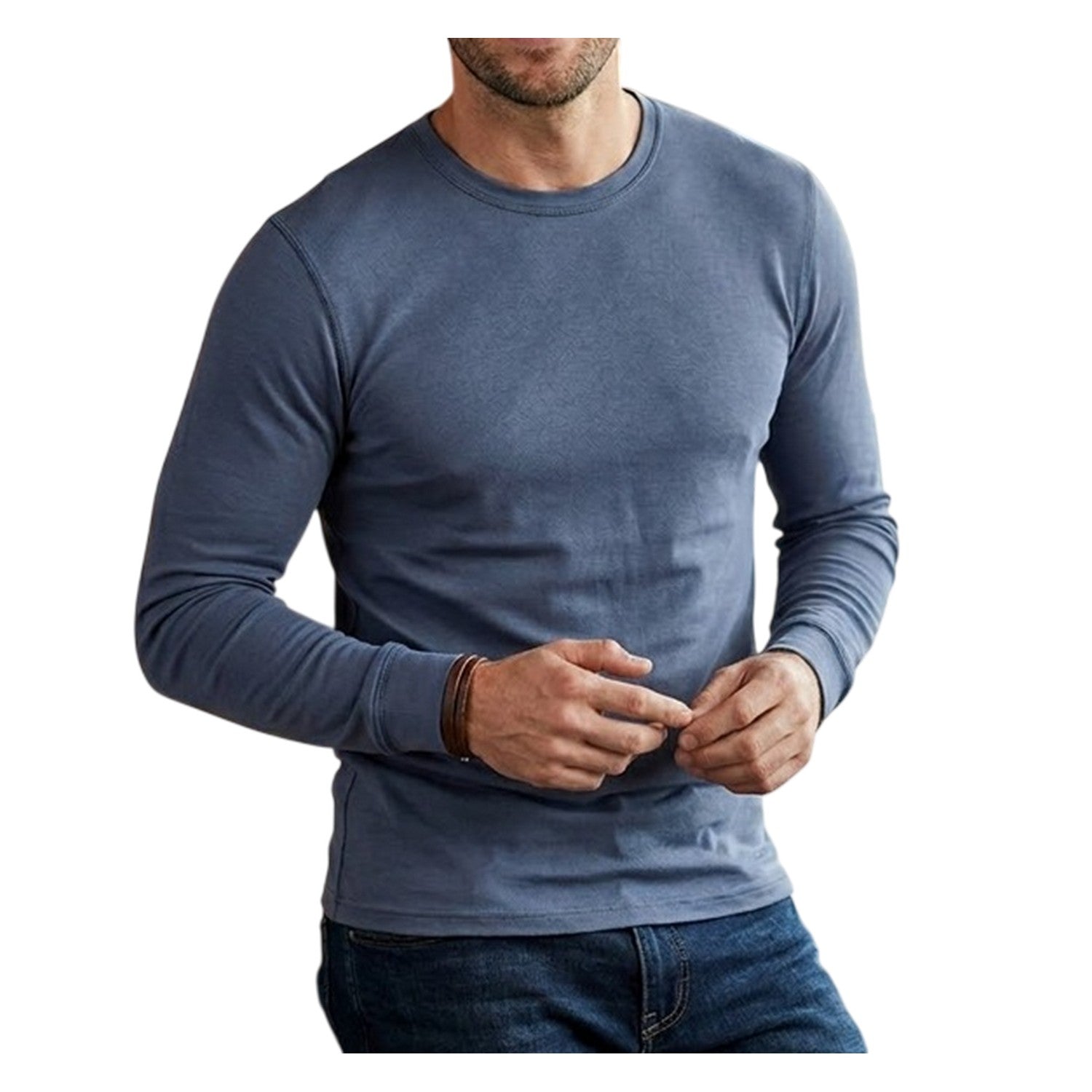 Navy - Side - Campri Mens Thermal Long-Sleeved Base Layer Top