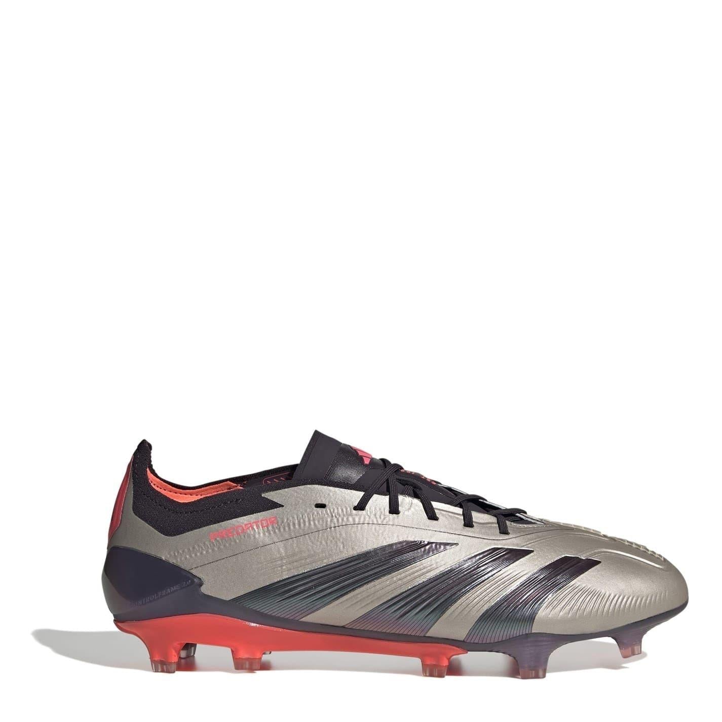 Silver-Black - Front - Adidas Mens Predator Elite Firm Ground Football Boots