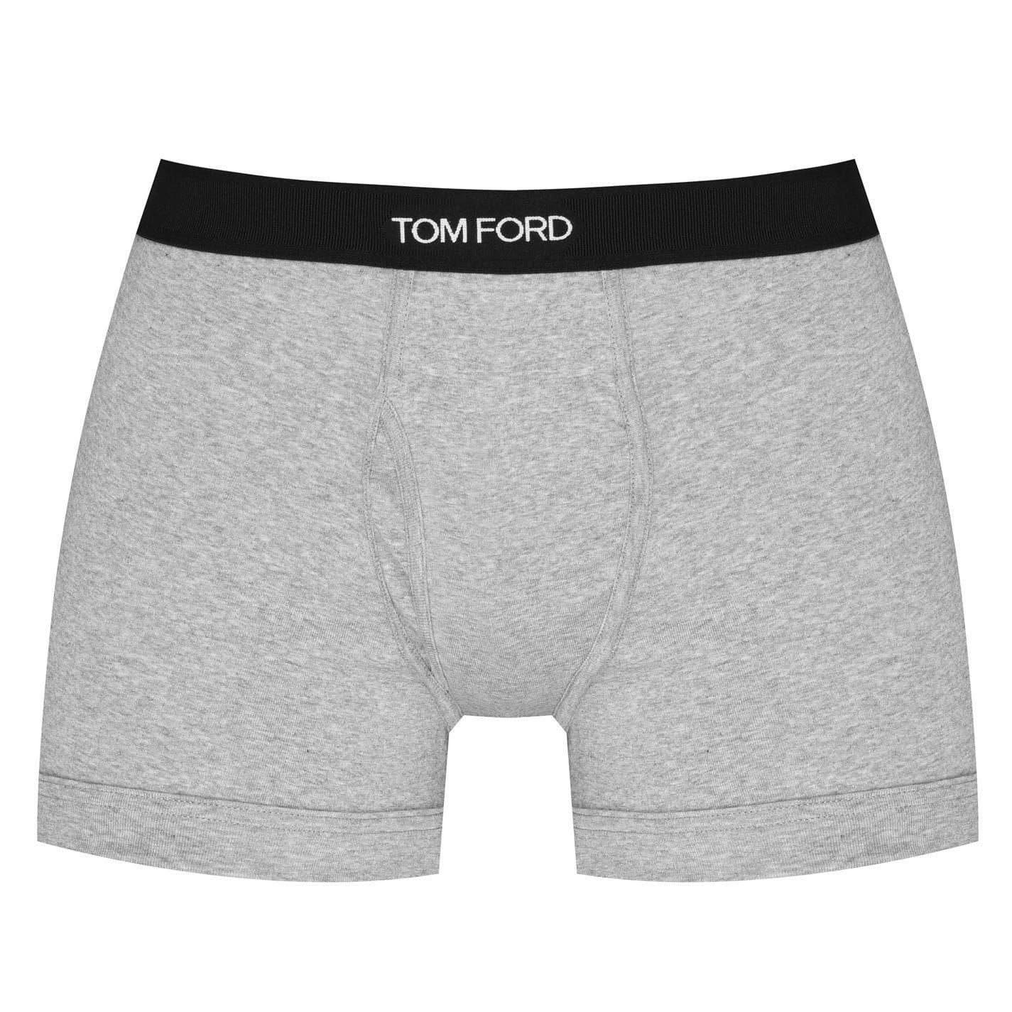 Grey - Back - Tom Ford Mens Logo Boxer Shorts (Pack of 2)