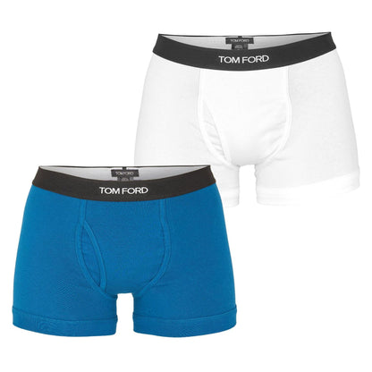 White-Ocean - Front - Tom Ford Mens Logo Boxer Shorts (Pack of 2)