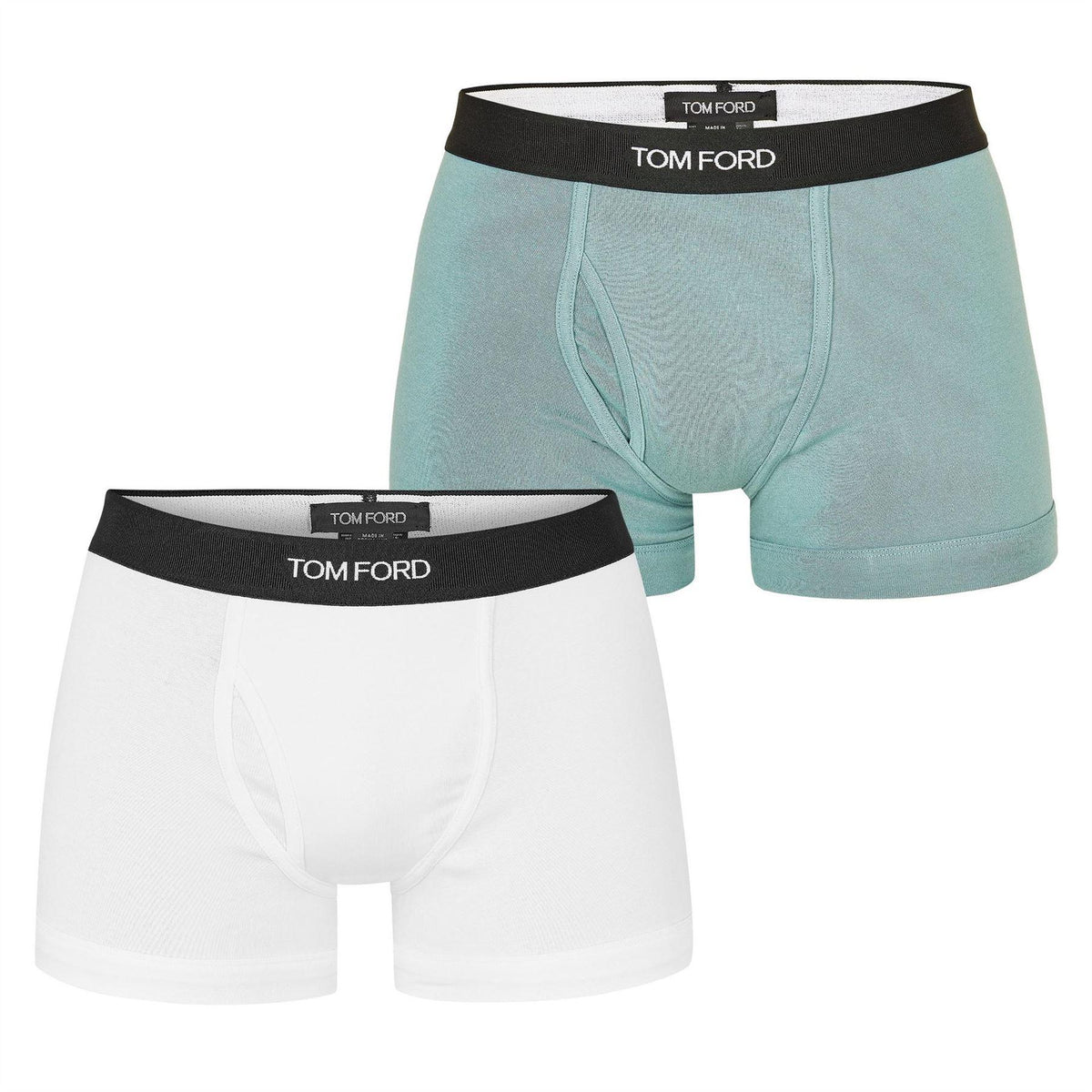 White-Teal - Front - Tom Ford Mens Logo Boxer Shorts (Pack of 2)