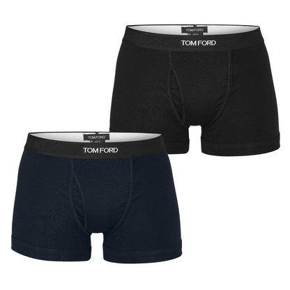 Black-Navy - Front - Tom Ford Mens Logo Boxer Shorts (Pack of 2)