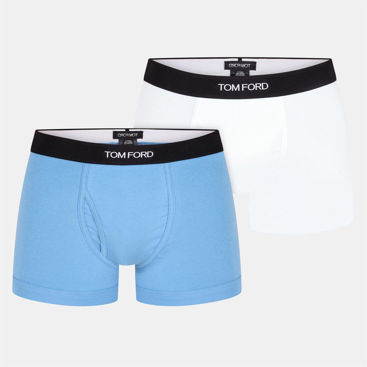 White-Sky Blue - Front - Tom Ford Mens Logo Boxer Shorts (Pack of 2)