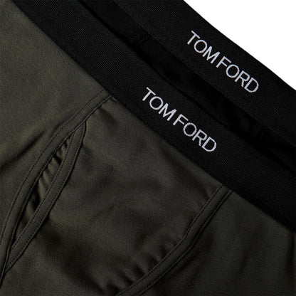 Black-Military Green - Side - Tom Ford Mens Logo Boxer Shorts (Pack of 2)