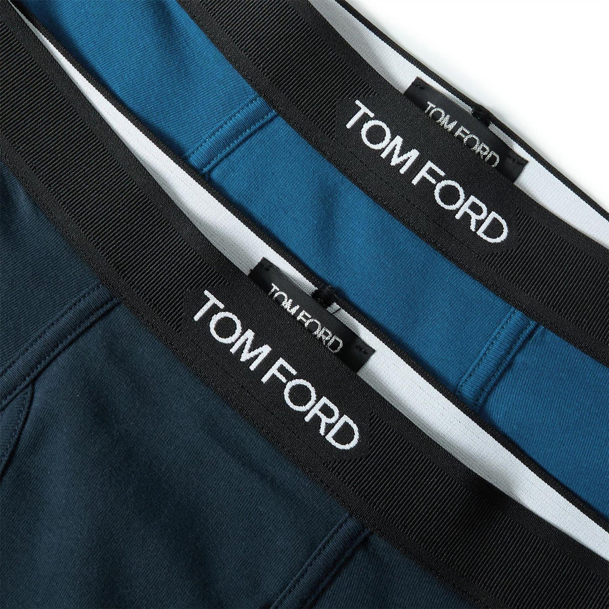 Navy-Ocean - Side - Tom Ford Mens Logo Boxer Shorts (Pack of 2)