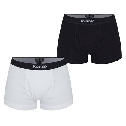 Black-White - Front - Tom Ford Mens Logo Boxer Shorts (Pack of 2)