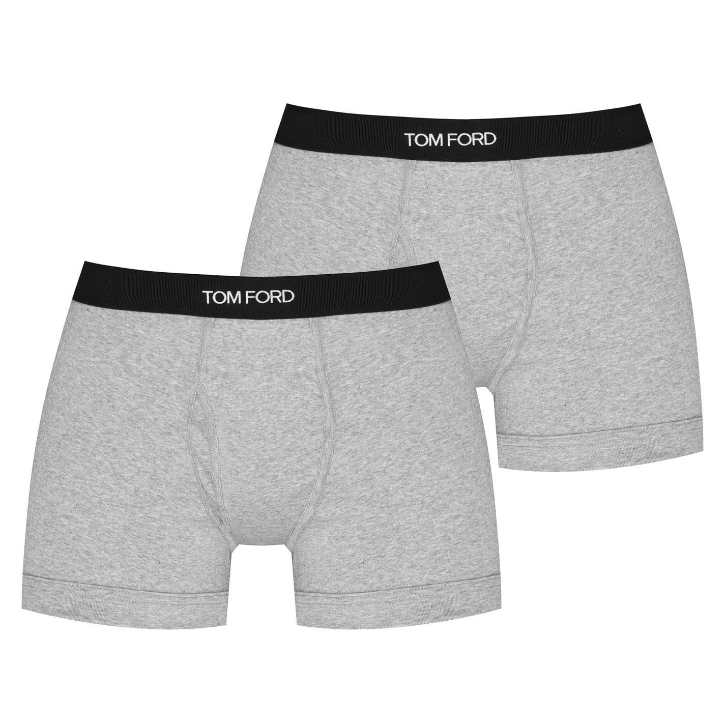 Grey - Front - Tom Ford Mens Logo Boxer Shorts (Pack of 2)