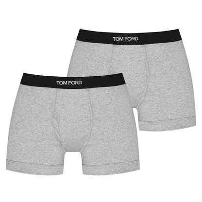 Grey - Front - Tom Ford Mens Logo Boxer Shorts (Pack of 2)