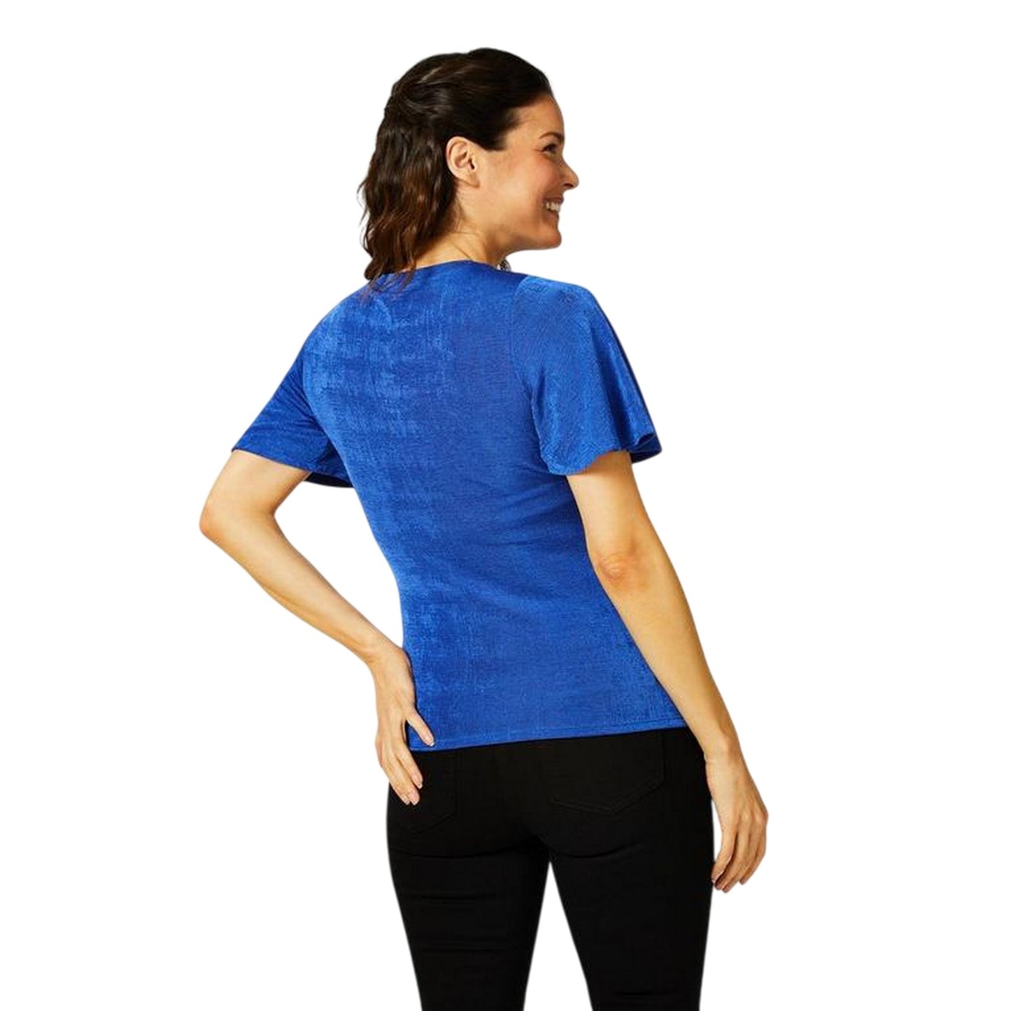 Blue - Back - Biba Womens-Ladies Jersey Keyhole Top
