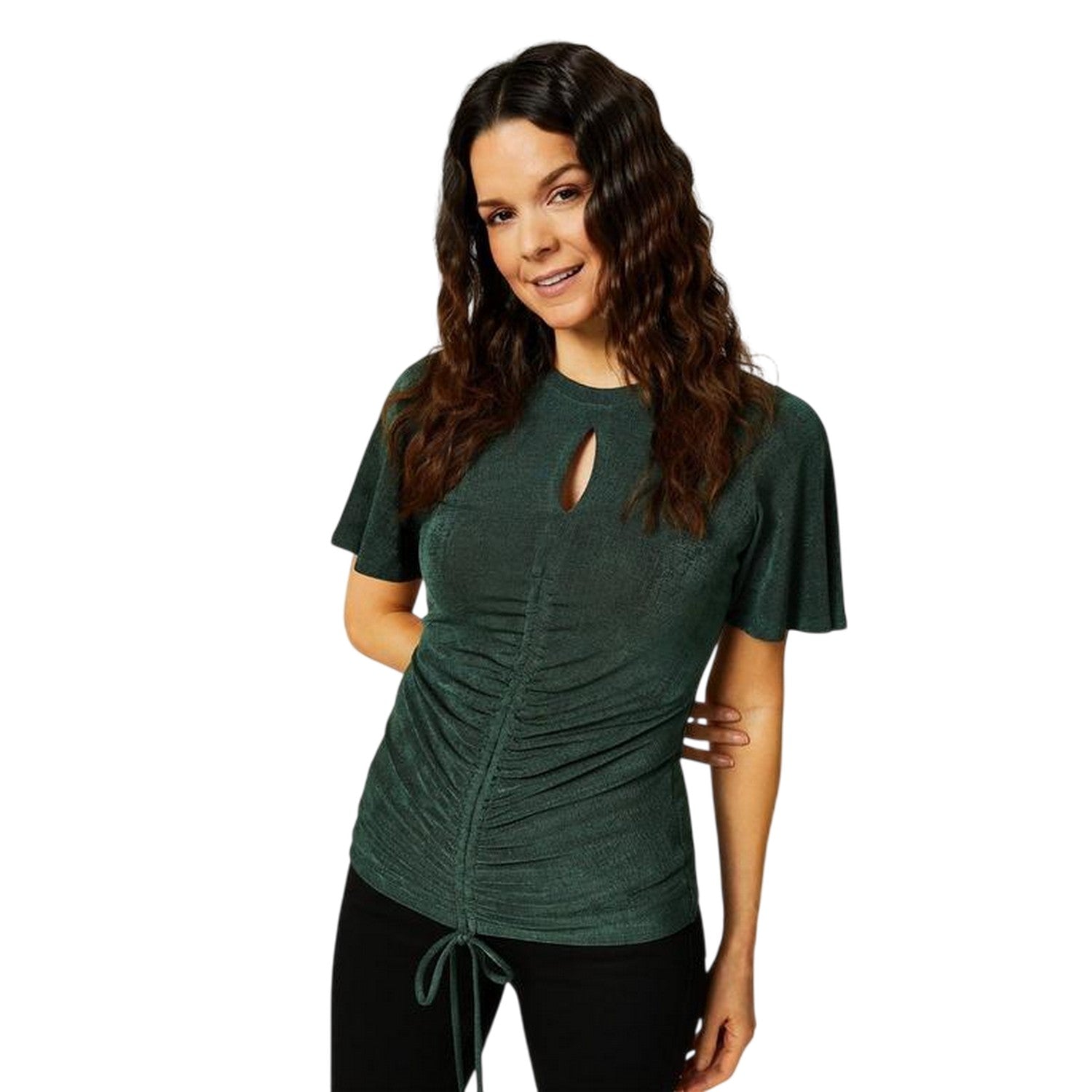 Dark Green - Front - Biba Womens-Ladies Jersey Keyhole Top