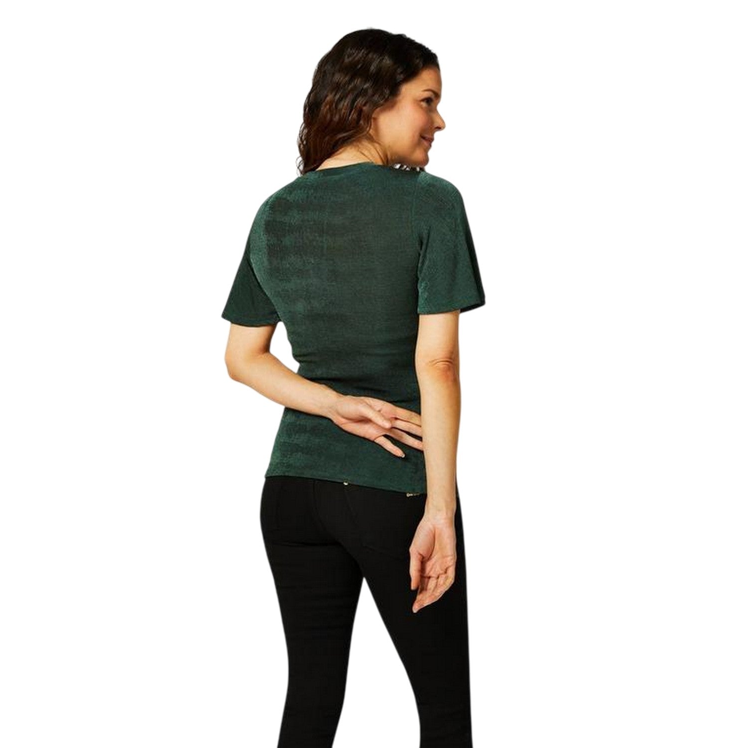 Dark Green - Back - Biba Womens-Ladies Jersey Keyhole Top