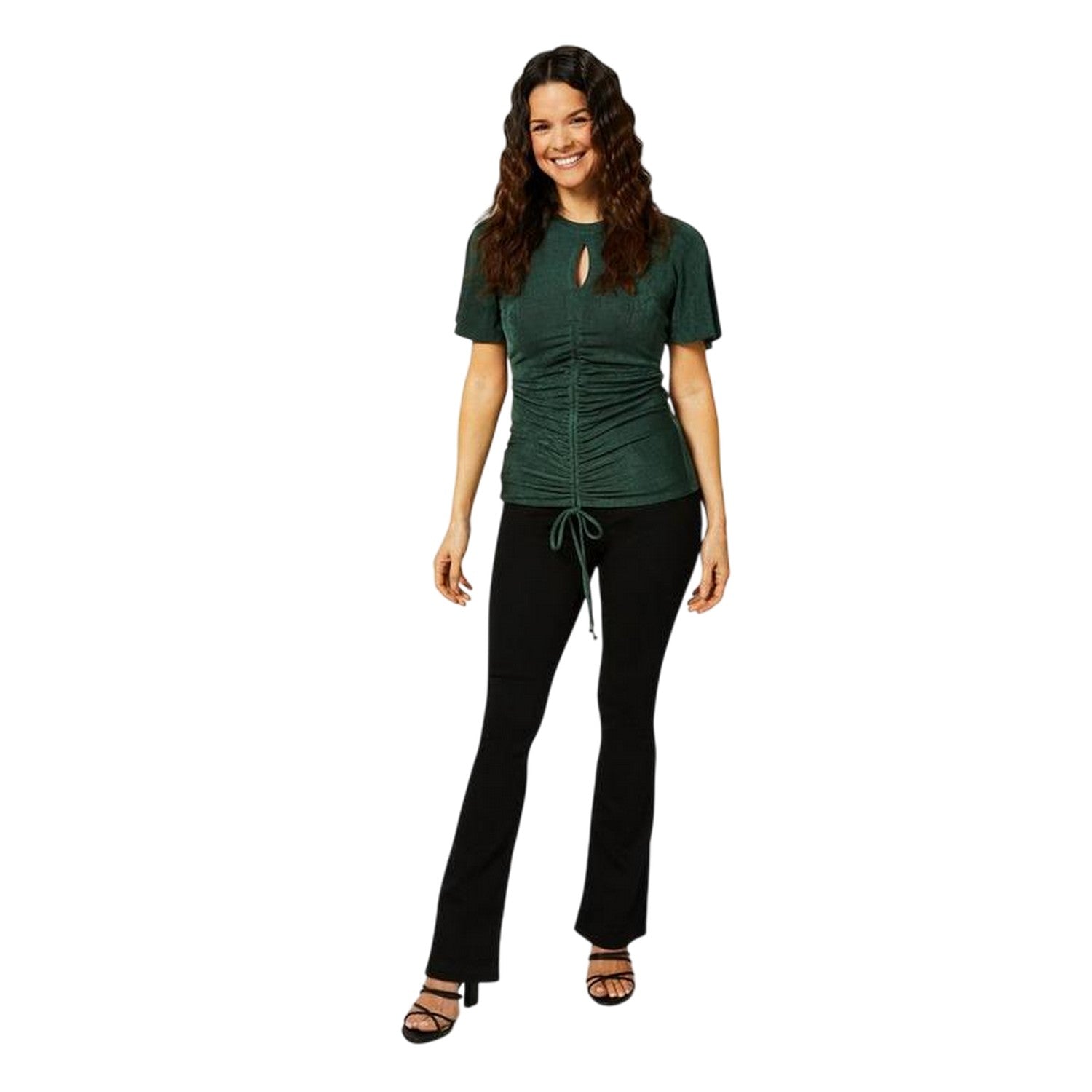 Dark Green - Side - Biba Womens-Ladies Jersey Keyhole Top