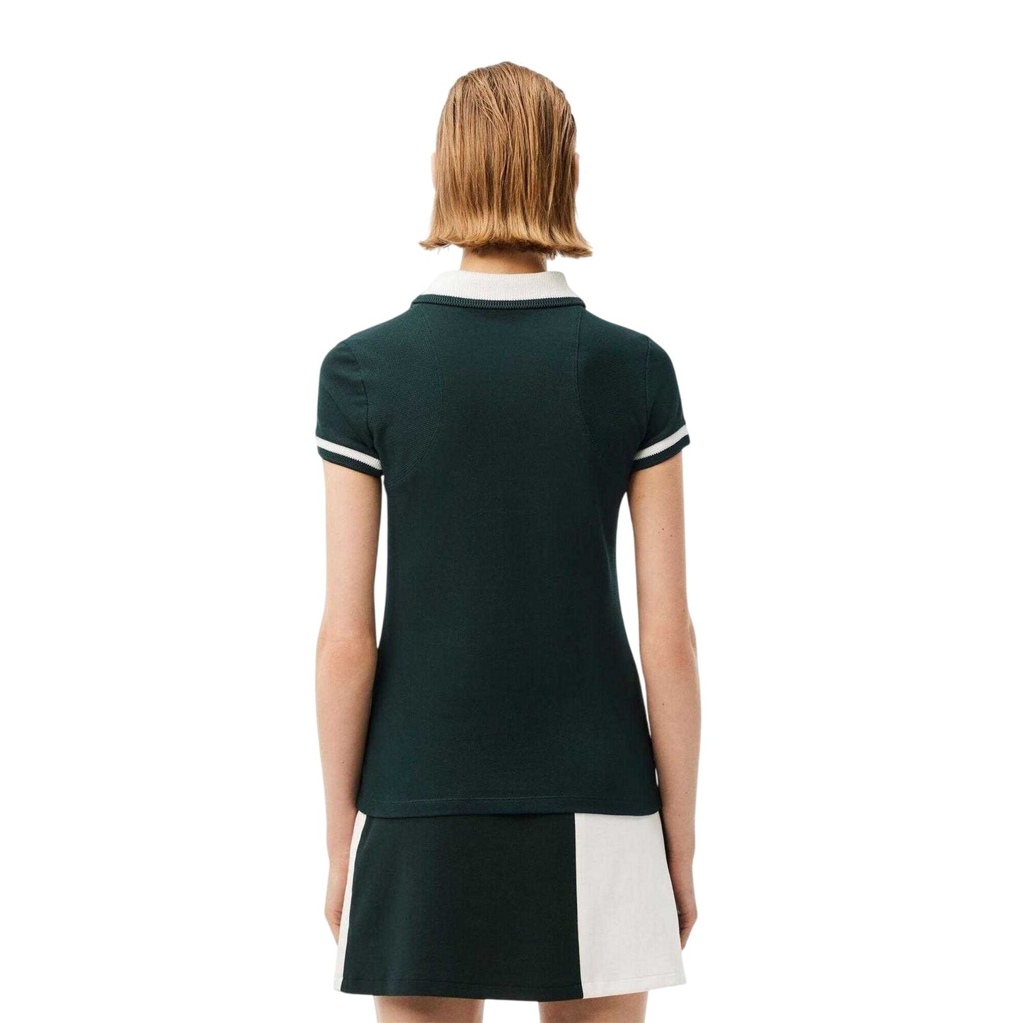 Green-White - Back - Lacoste Womens-Ladies Embroidered Logo Short-Sleeved Polo Shirt