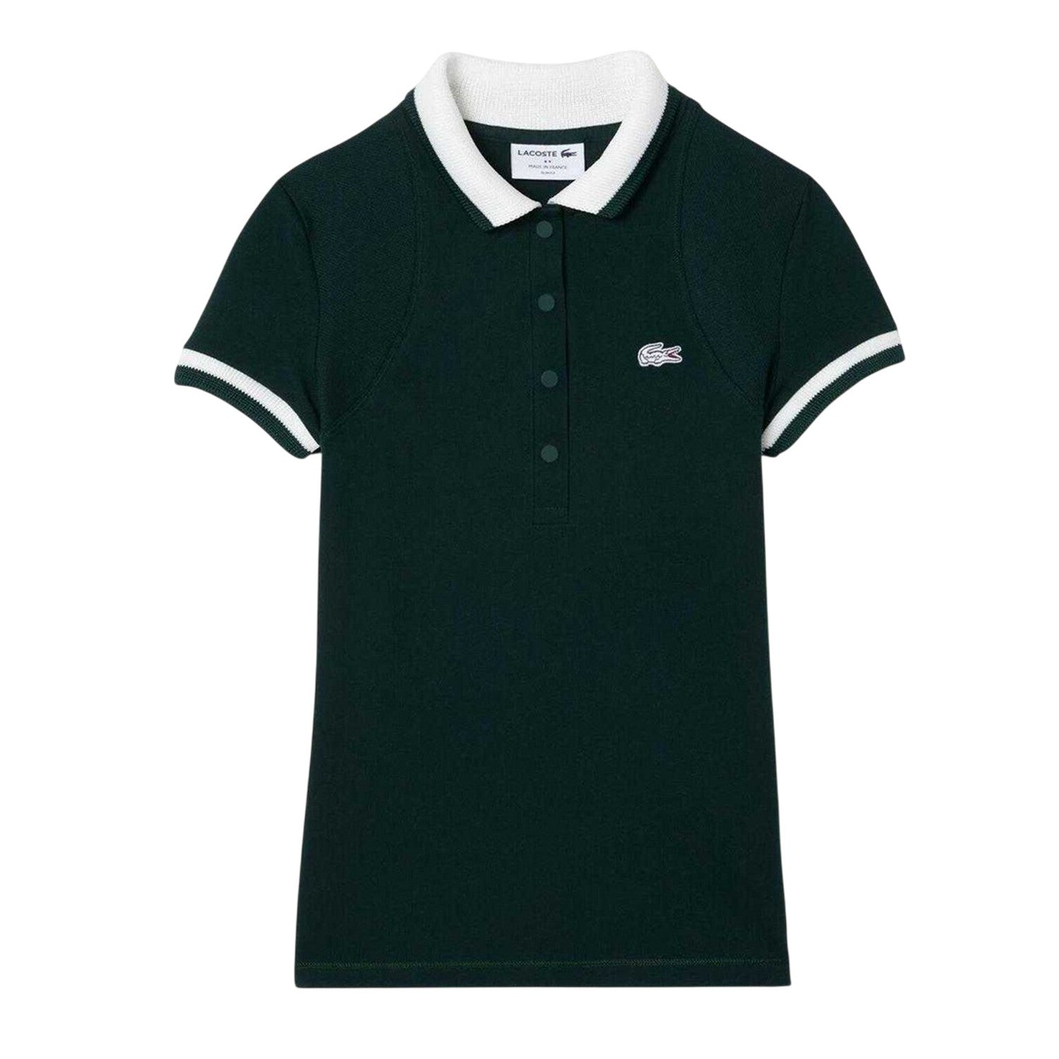 Green-White - Front - Lacoste Womens-Ladies Embroidered Logo Short-Sleeved Polo Shirt