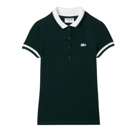 Green-White - Front - Lacoste Womens-Ladies Embroidered Logo Short-Sleeved Polo Shirt