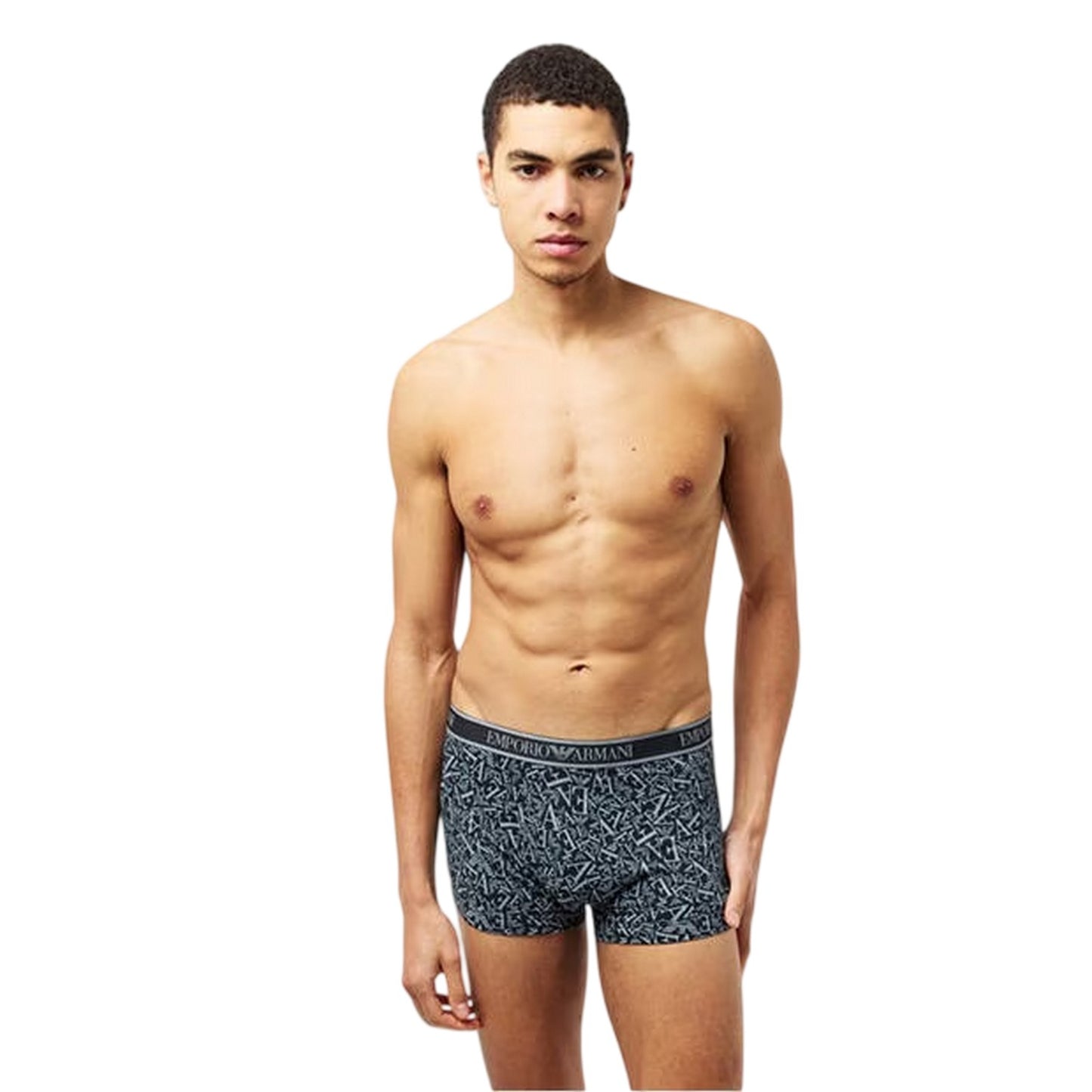 Blue Print - Side - Emporio Armani Mens Core Branded Boxer Shorts (Pack of 3)