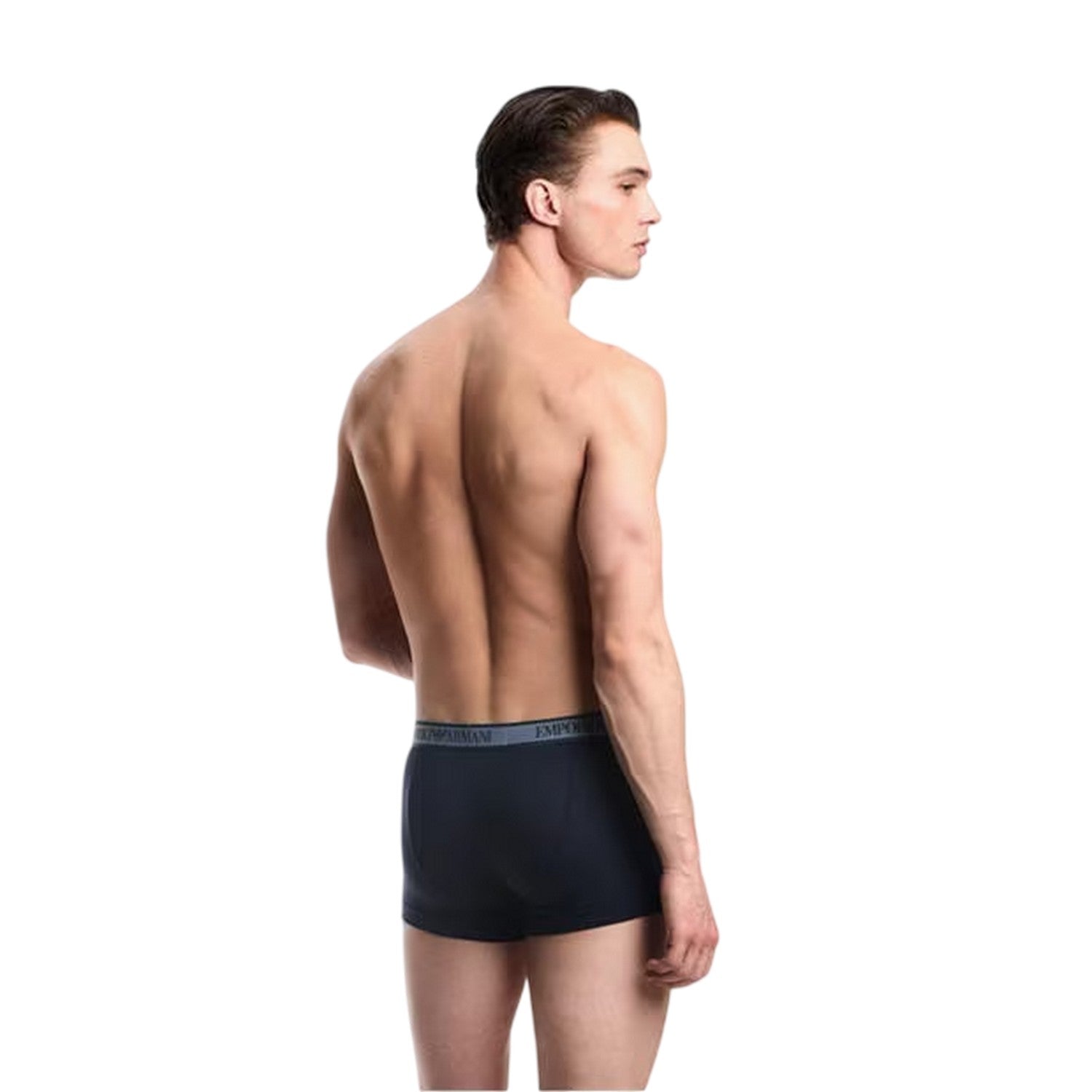 Blue-Grey-Green - Back - Emporio Armani Mens Core Branded Boxer Shorts (Pack of 3)