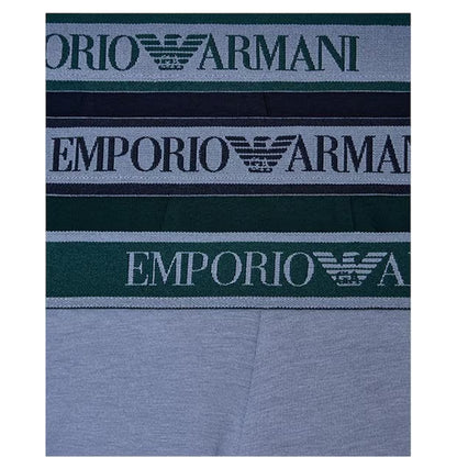 Blue-Grey-Green - Side - Emporio Armani Mens Core Branded Boxer Shorts (Pack of 3)