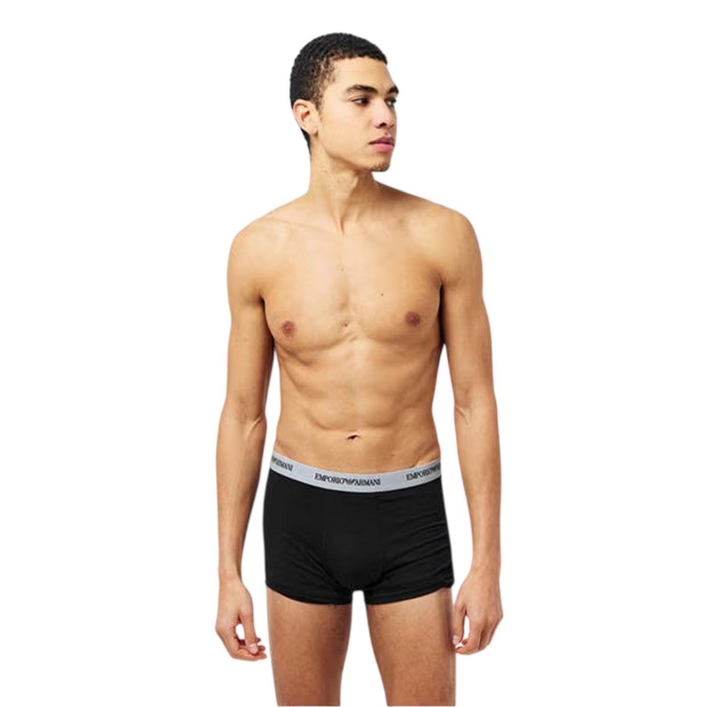 Black - Side - Emporio Armani Mens Core Branded Boxer Shorts (Pack of 3)