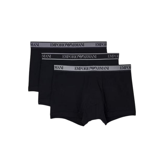 Black-Black - Front - Emporio Armani Mens Core Branded Boxer Shorts (Pack of 3)