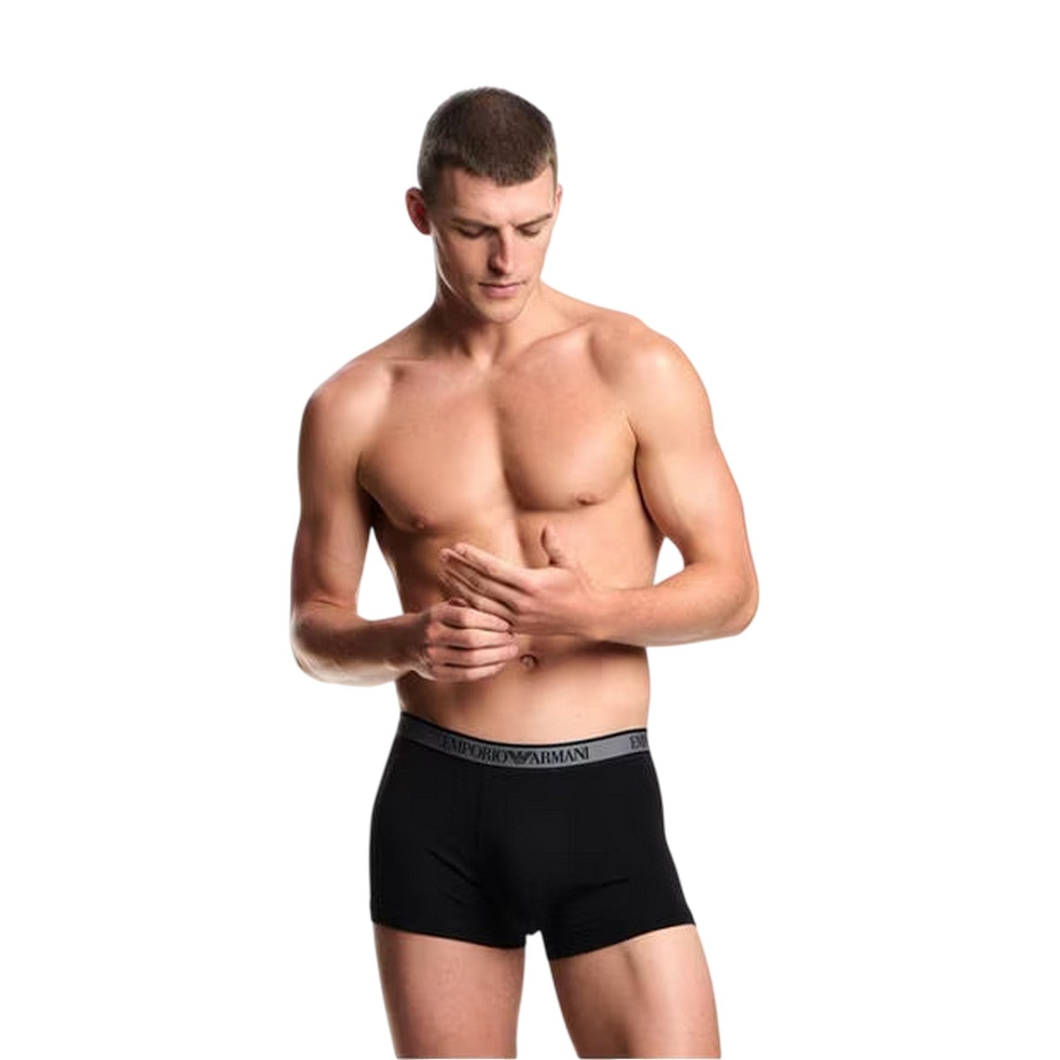 Black-Black - Side - Emporio Armani Mens Core Branded Boxer Shorts (Pack of 3)