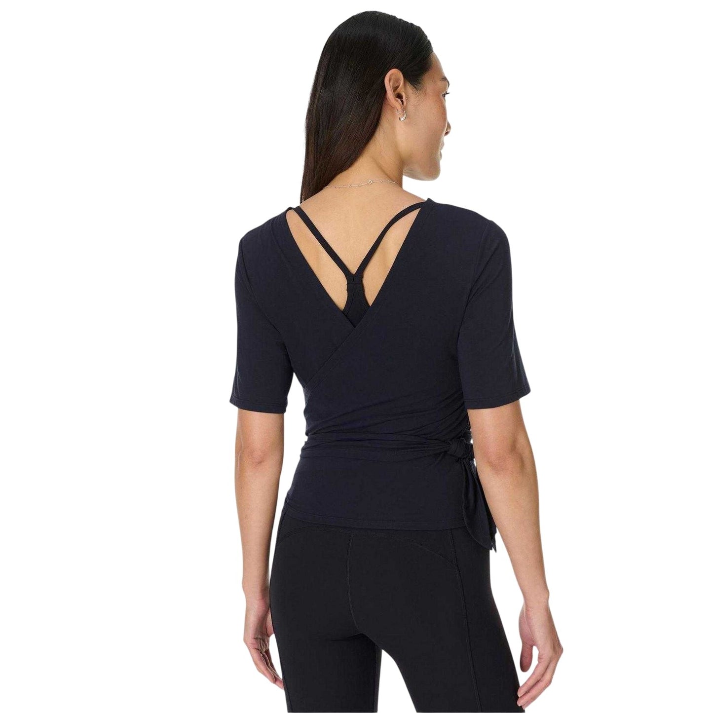 Black - Back - Sweaty Betty Womens-Ladies Soft Wrap Top