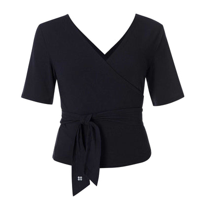 Black - Front - Sweaty Betty Womens-Ladies Soft Wrap Top