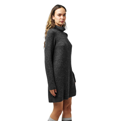 Dark Grey Melange Melange - Side - Pieces Womens-Ladies Turtle Neck Sweater Dress