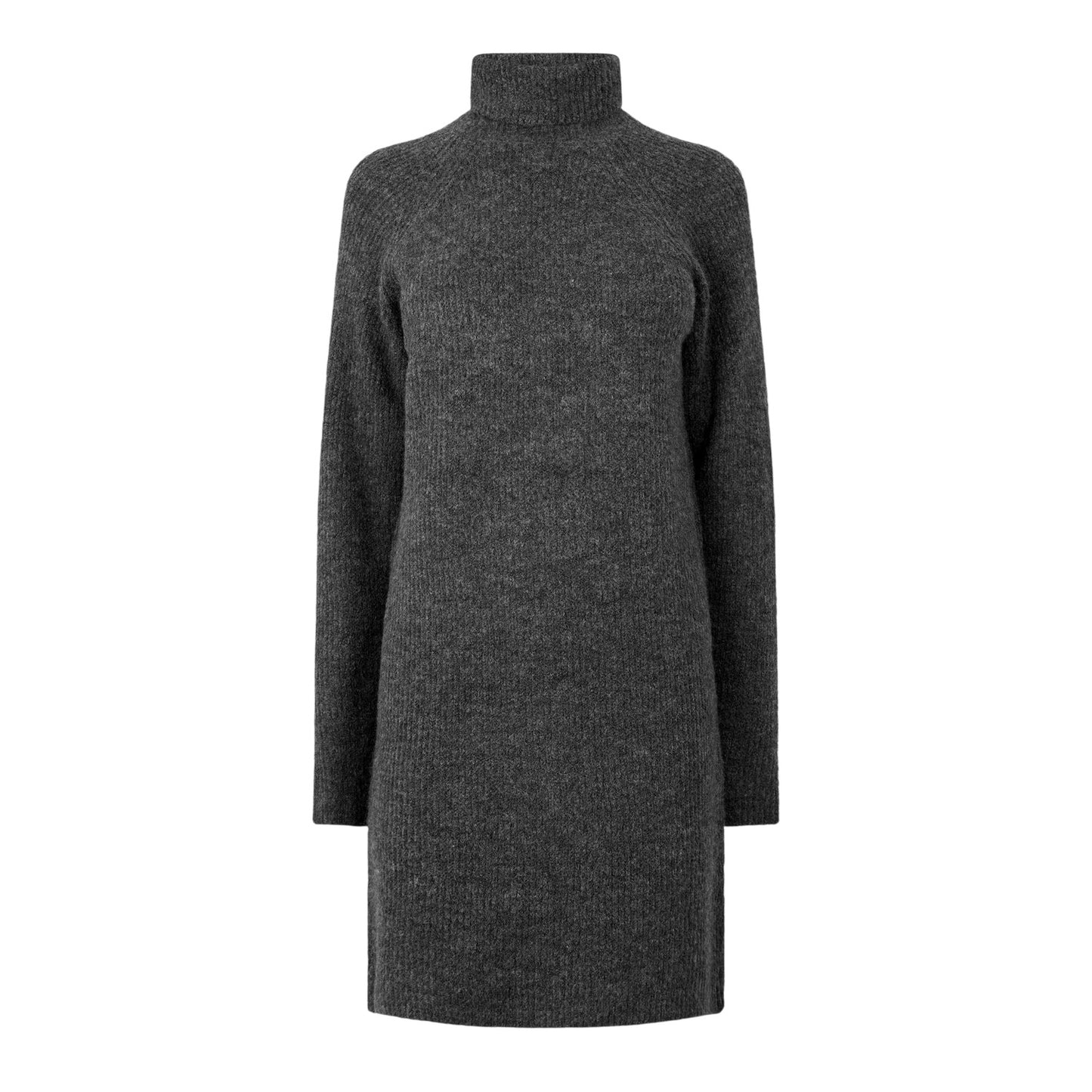 Dark Grey Melange Melange - Front - Pieces Womens-Ladies Turtle Neck Sweater Dress