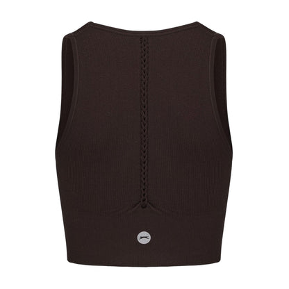 Chocolate-Sugar Swizzle - Back - Slazenger Womens-Ladies V Neck Slim Crop Top (Pack of 2)